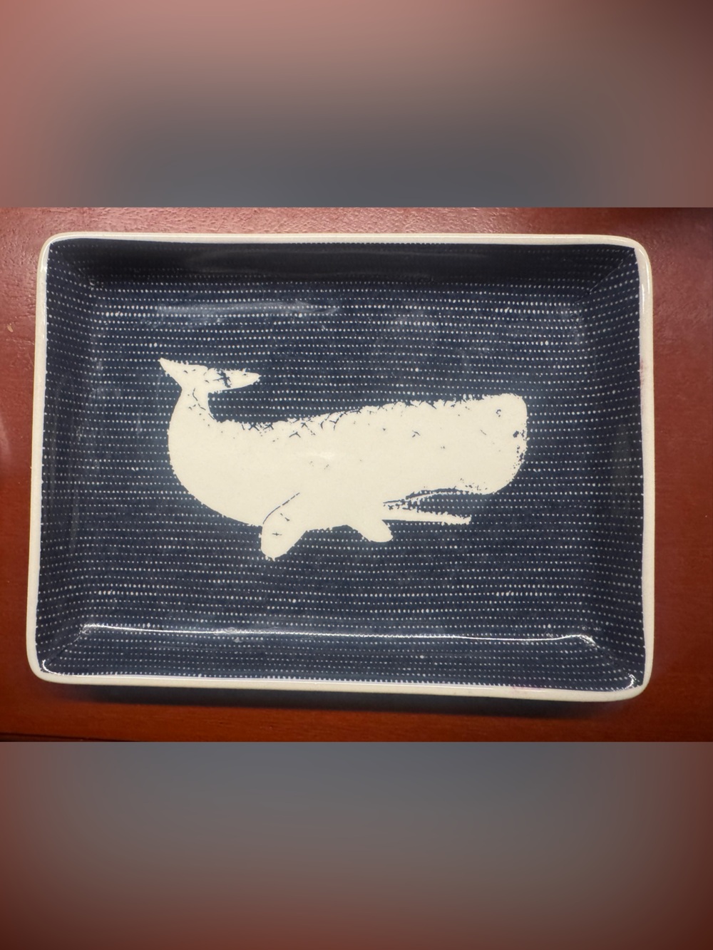 J.Crew Ceramics Navy Whale Catch-All Tray 4x6", Nautical Jewelry Dish
Genuine